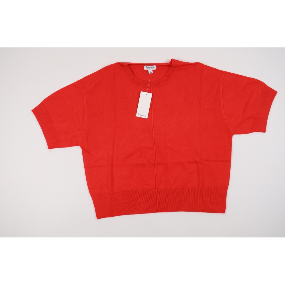Splendid Short Sleeve Sweater Top Red Solid Medium NWT MSRP 99